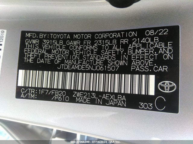 Toyota Corolla Hybrid Le 2022 JTDEAMDE5NJ061507 Image 15