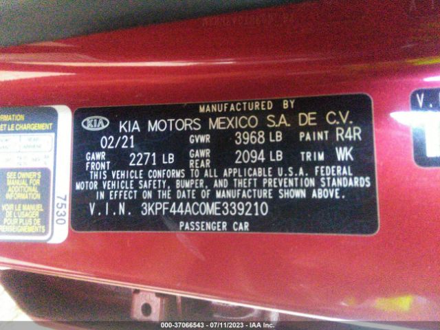 3KPF44AC0ME339210 KIA FORTE GT