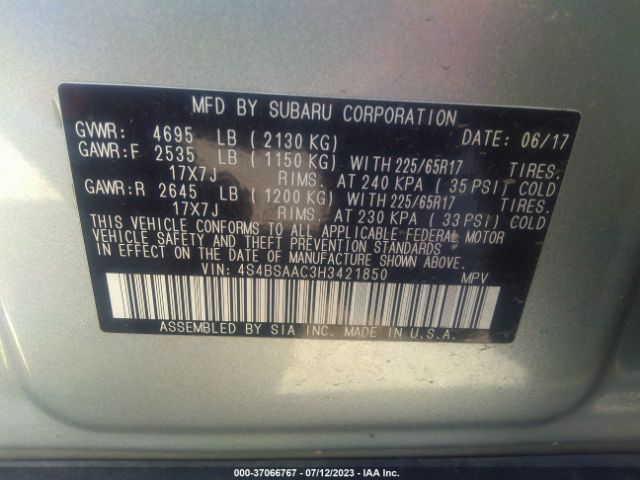 4S4BSAAC3H3421850 Subaru Outback