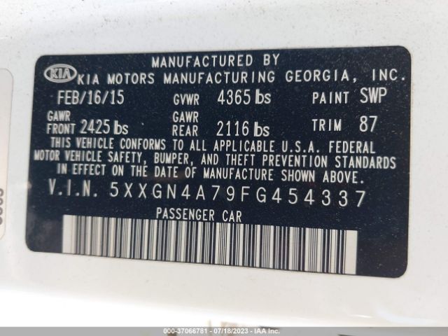 5XXGN4A79FG454337 KIA OPTIMA EX
