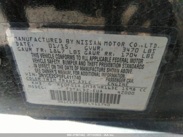 3N1CE2CP9FL411740 Nissan Versa Note S/s Plus/sv/sr/sl
