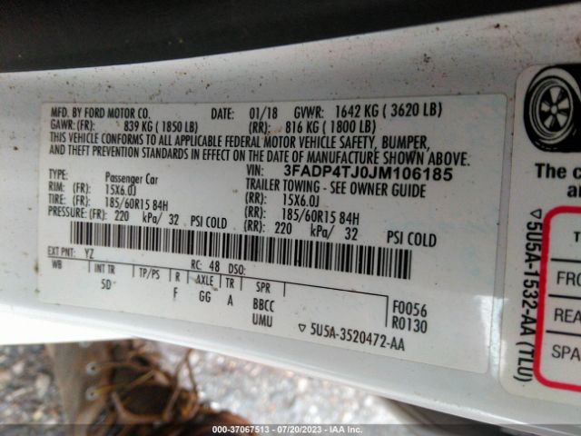 3FADP4TJ0JM106185 Ford FIESTA S