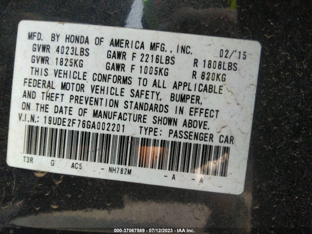 19UDE2F76GA002201 Acura Ilx W