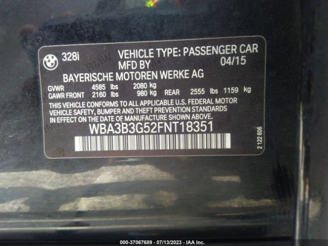 WBA3B3G52FNT18351 BMW 3 Series 328i Xdrive