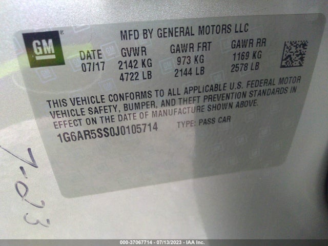 1G6AR5SS0J0105714 Cadillac Cts Sedan Luxury Rwd