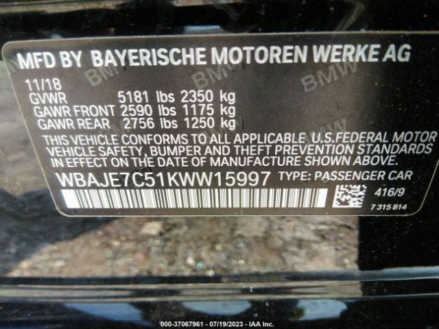 WBAJE7C51KWW15997 BMW 5 Series 540i Xdrive