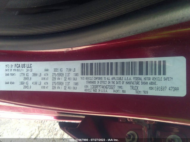 RAM 1500 Big Horn/lone Star 2019 1C6SRFMT4KN673327 Image 9
