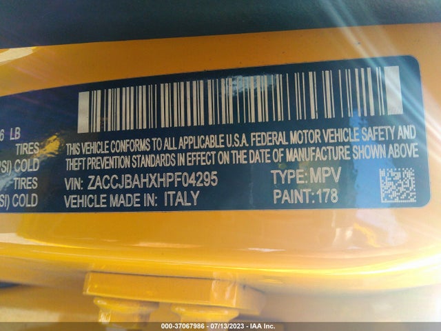 ZACCJBAHXHPF04295 Jeep Renegade Sport