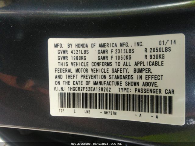 1HGCR2F52EA129202 Honda Accord Sedan Sport