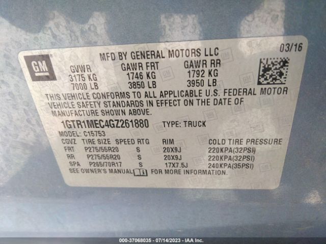 1GTR1MEC4GZ261880 GMC Sierra 1500 Sle