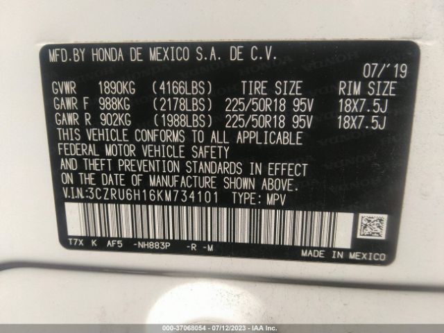 3CZRU6H16KM734101 Honda HR-V SPORT