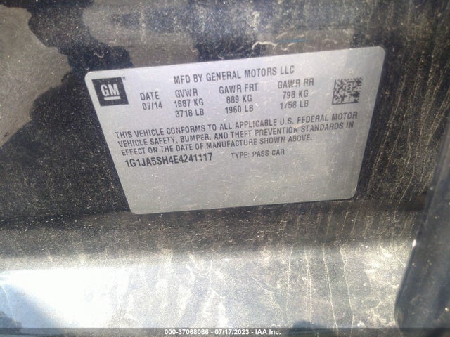 Chevrolet SONIC LS 2014 1G1JA5SH4E4241117 Image 10