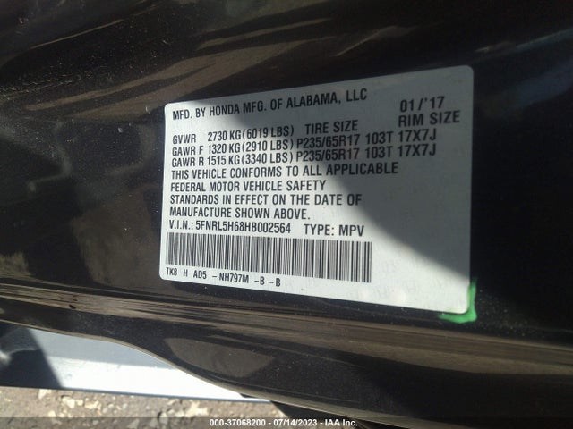 Honda Odyssey Ex-l 2017 5FNRL5H68HB002564 Image 9
