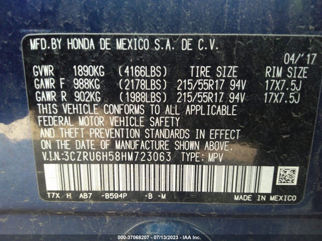 Honda HR-V EX 2017 3CZRU6H58HM723063 Image 9