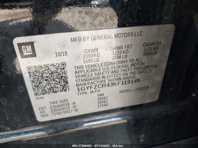 1GYFZCR43KF119145 Cadillac Xt4 Fwd Premium Luxury