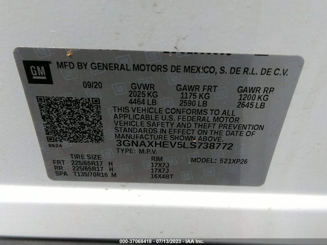 Chevrolet EQUINOX LS 2020 3GNAXHEV5LS738772 Image 9