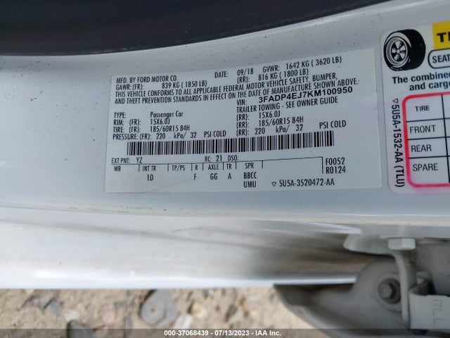 Ford FIESTA SE 2019 3FADP4EJ7KM100950 Image 9
