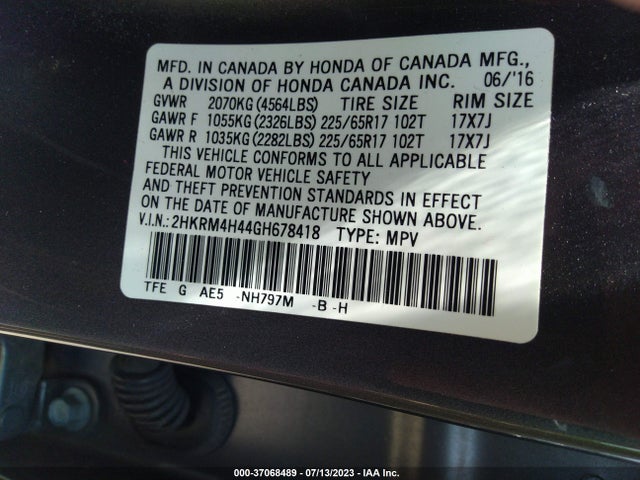 Honda CR-V SE 2016 2HKRM4H44GH678418 Image 9