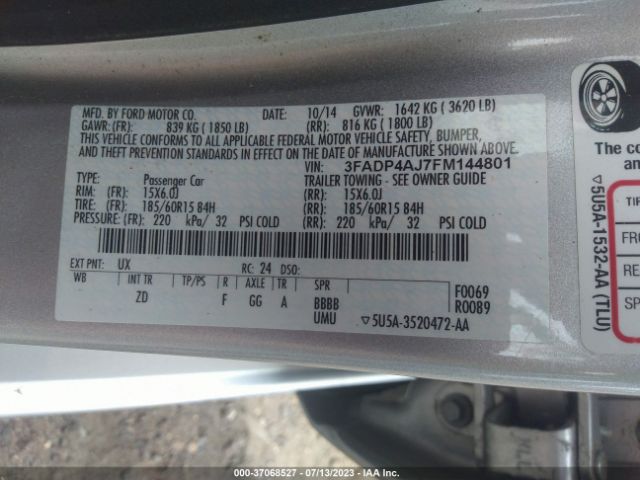 3FADP4AJ7FM144801 Ford FIESTA S