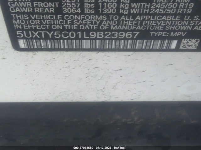 BMW X3 Xdrive30i 2020 5UXTY5C01L9B23967 Image 9