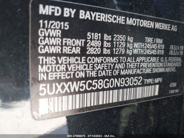 5UXXW5C58G0N93052 BMW X4 Xdrive35i