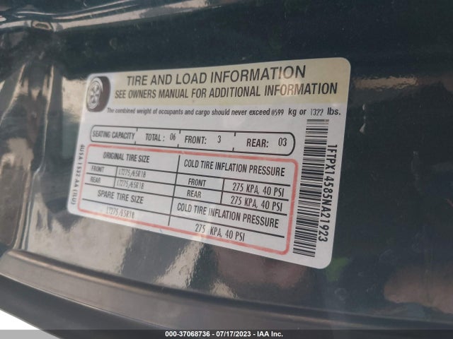 2005 FORD F-150 XLT/FX4/LARIAT/XL VIN: 1FTPX14585NA21923