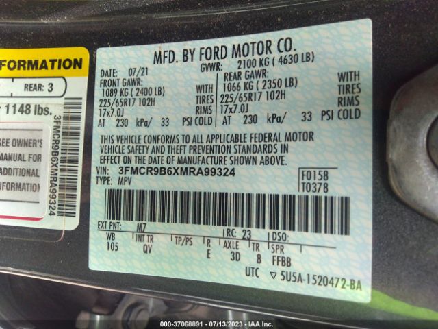 3FMCR9B6XMRA99324 Ford Bronco Sport Big Bend