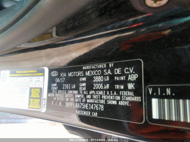 3KPFL4A75HE147678 KIA FORTE LX
