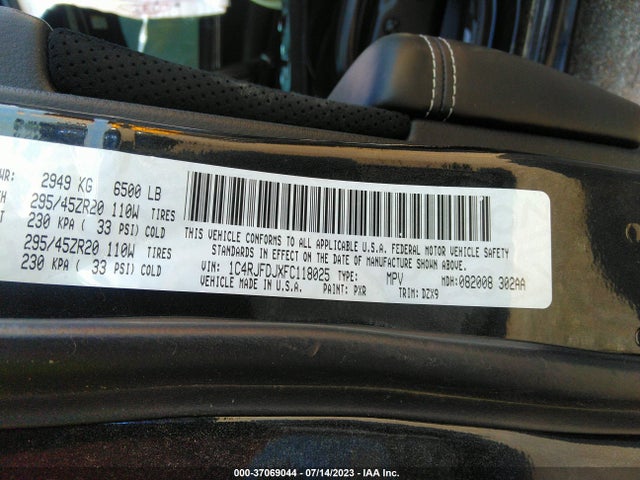 1C4RJFDJXFC118025 Jeep Grand Cherokee Srt