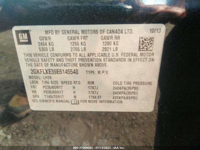 2GKFLXE39E6145540 GMC Terrain Slt