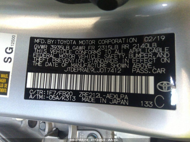Toyota COROLLA LE 2020 JTDEPRAE9LJ017412 Image 9