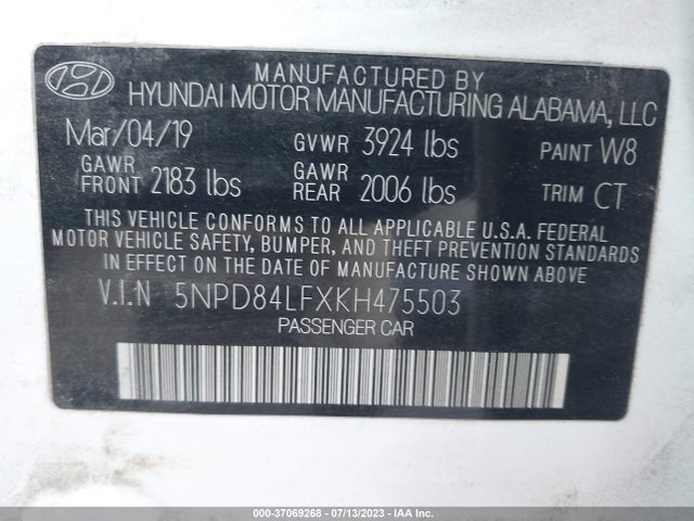 Hyundai ELANTRA SEL 2019 5NPD84LFXKH475503 Image 15