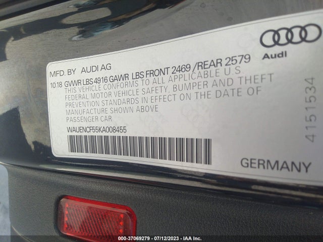 WAUENCF55KA008455 Audi A5 Sportback Premium Plus