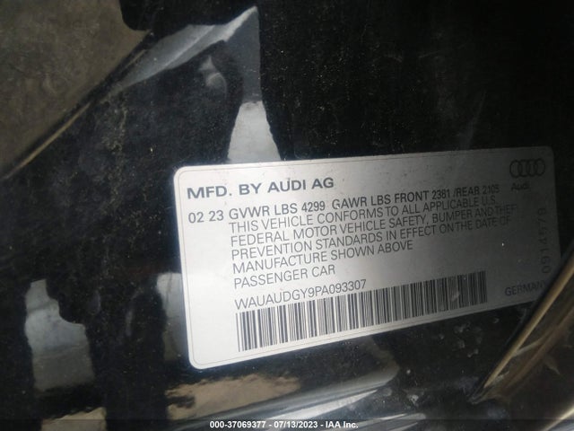 WAUAUDGY9PA093307 Audi A3 PREMIUM