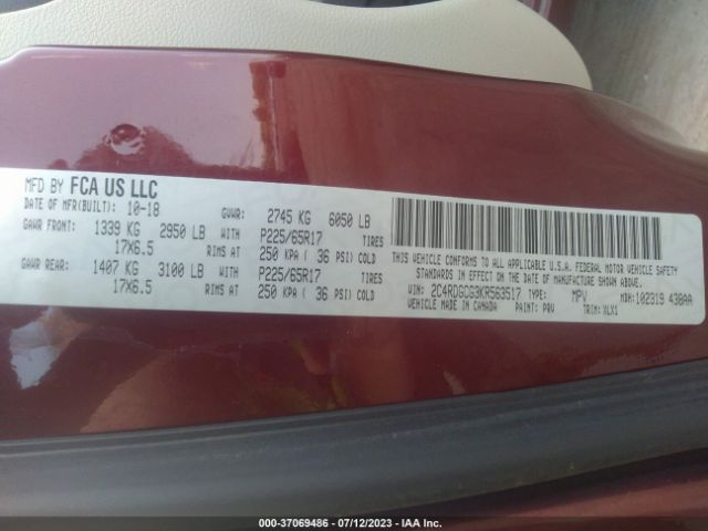 2C4RDGCG3KR563517 Dodge Grand Caravan Sxt