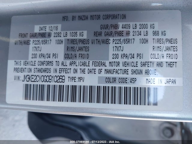 Mazda Cx-5 Touring 2016 JM3KE2CY0G0910269 Image 9