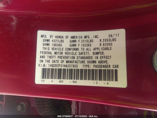 1HGCR2F51HA257855 Honda Accord Sedan Sport