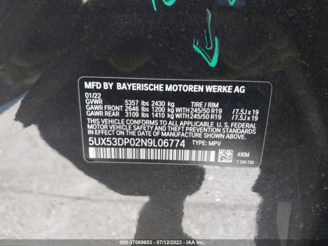 5UX53DP02N9L06774 BMW X3 Xdrive30i