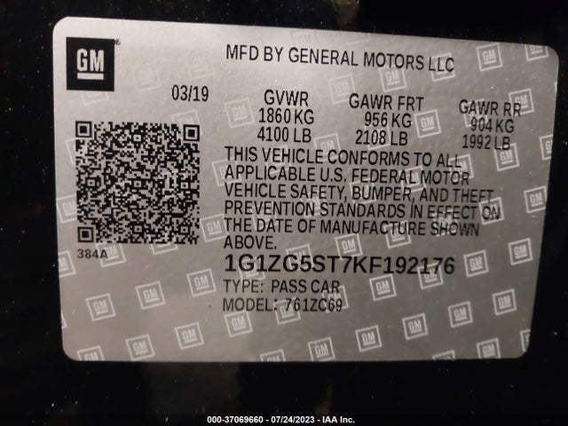Chevrolet MALIBU RS 2019 1G1ZG5ST7KF192176 Image 9
