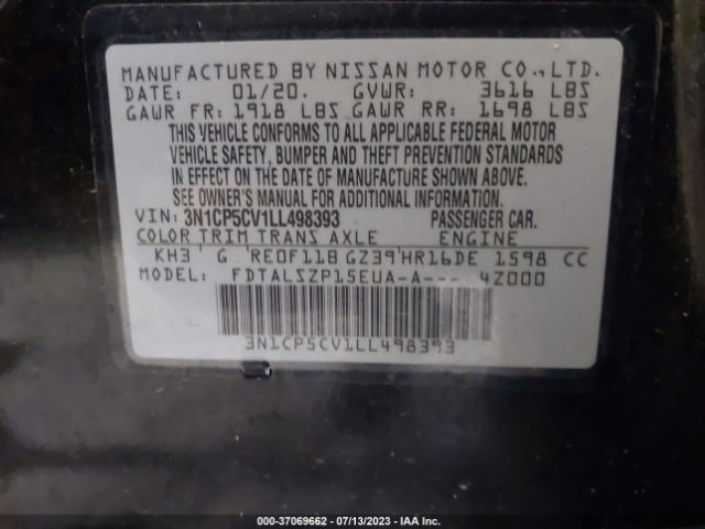 3N1CP5CV1LL498393 Nissan KICKS SV