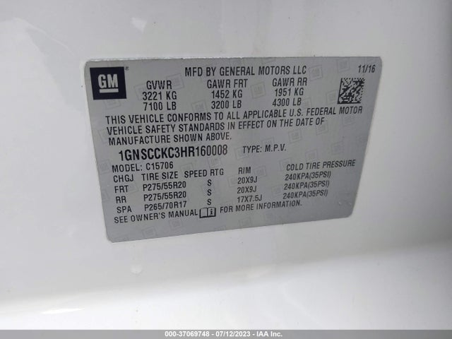 Chevrolet Tahoe Premier 2017 1GNSCCKC3HR160008 Image 9