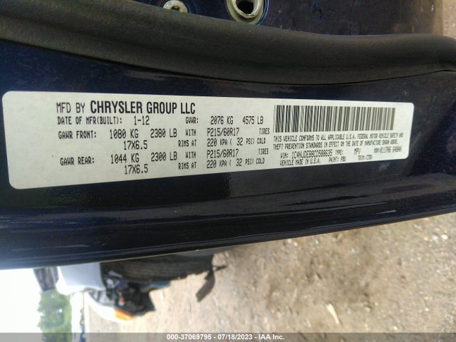 2012 JEEP COMPASS LATITUDE VIN: 1C4NJDEB8CD588635