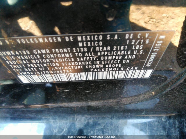 3VWD67AJ7GM295781 Volkswagen Jetta Sedan 1.4t Se