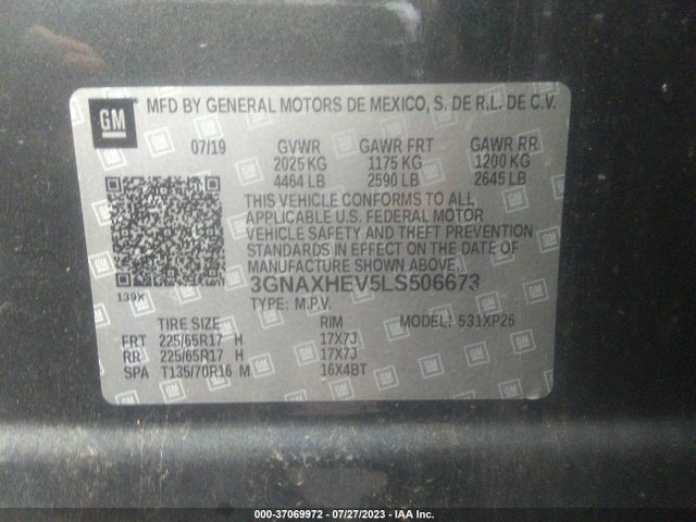 Chevrolet EQUINOX LS 2020 3GNAXHEV5LS506673 Image 9