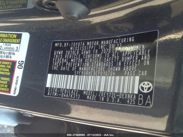 Toyota COROLLA LE 2014 5YFBURHE9EP010704 Image 9