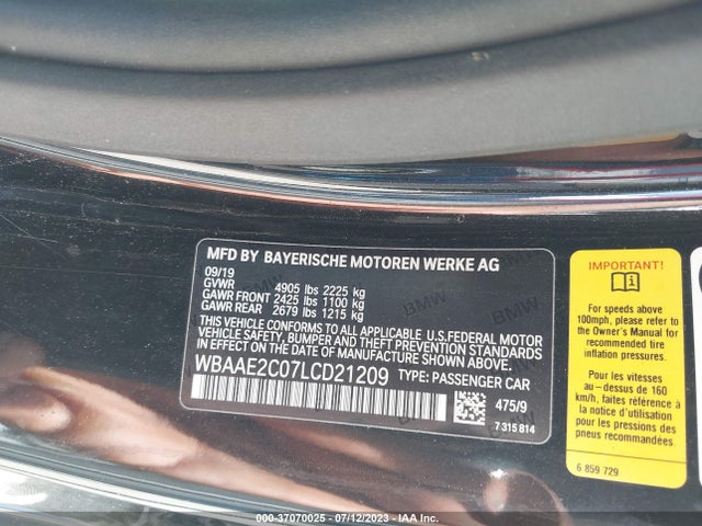 2020 BMW 8 Series, VIN: WBAAE2C07LCD21209