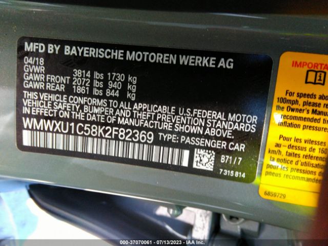 WMWXU1C58K2F82369 Mini Hardtop 4 Door Cooper