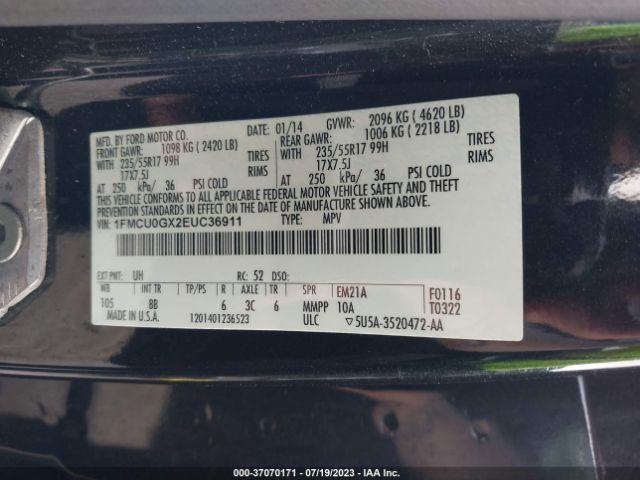 1FMCU0GX2EUC36911 Ford ESCAPE SE