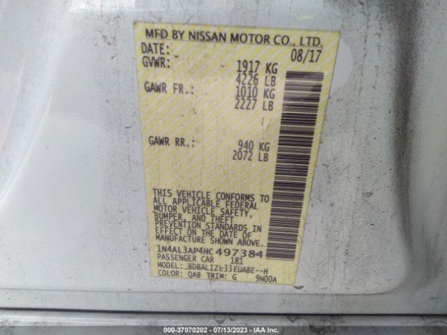 1N4AL3AP4HC497384 Nissan Altima 2.5 Sv