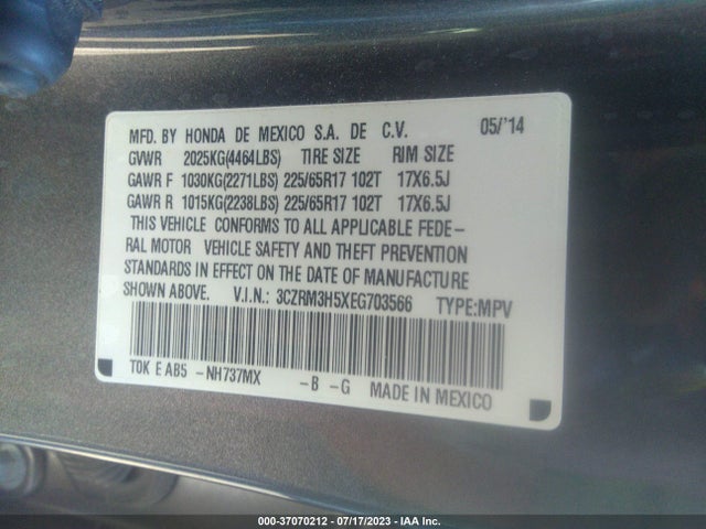 Honda CR-V EX 2014 3CZRM3H5XEG703566 Image 9